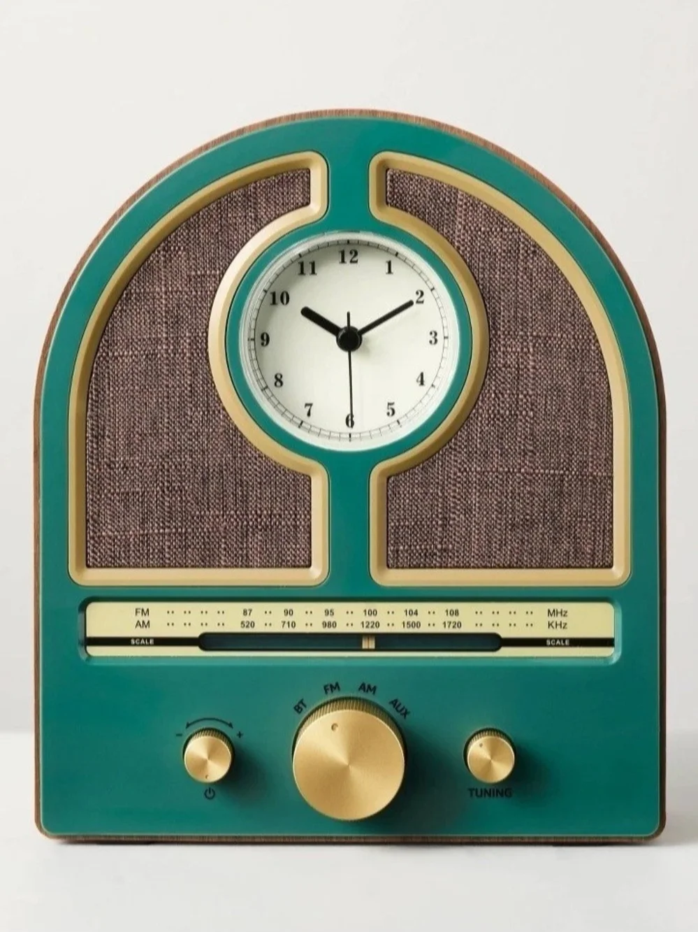 Hearth & Hand Teal and Gold Retro Radio Wall Clock